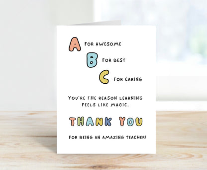 ABC Thank You Teacher Card