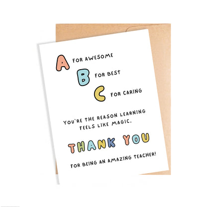 ABC Thank You Teacher Card