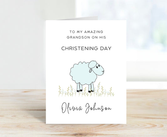 Personalized Christening Card for Grandson
