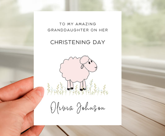 Personalized Christening Card for Granddaughter