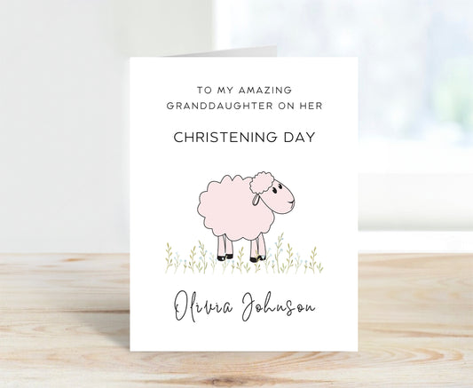 Personalized Christening Card for Granddaughter