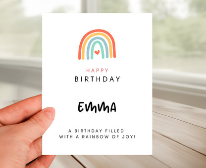 Personalized Happy Birthday Card - A Rainbow of Joy