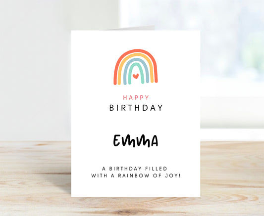 Personalized Happy Birthday Card - A Rainbow of Joy