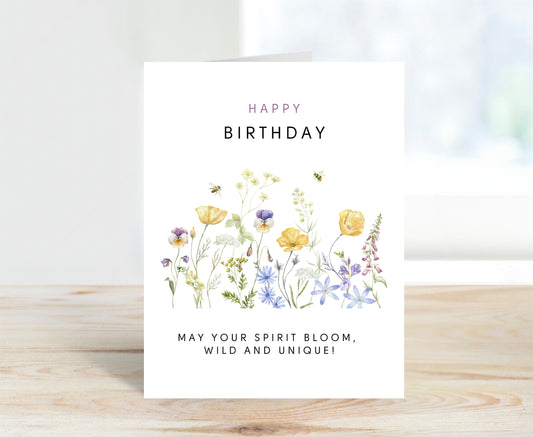 Wildflowers Happy Birthday Greeting Card