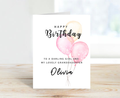 Personalized Birthday Card to Granddaughter