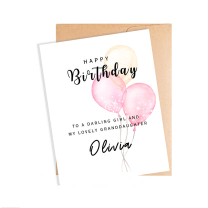 Personalized Birthday Card to Granddaughter