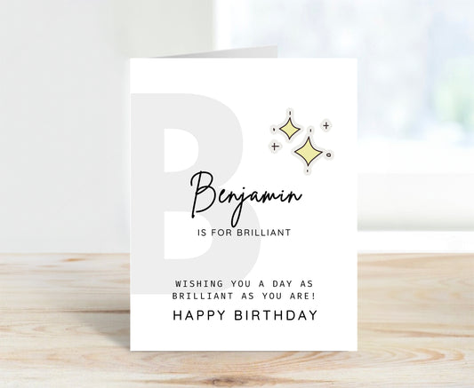Personalized Birthday Card, Letter B Monogram