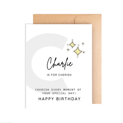 Personalized Birthday Card, Letter C Monogram