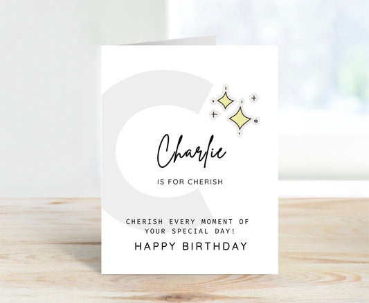 Personalized Birthday Card, Letter C Monogram