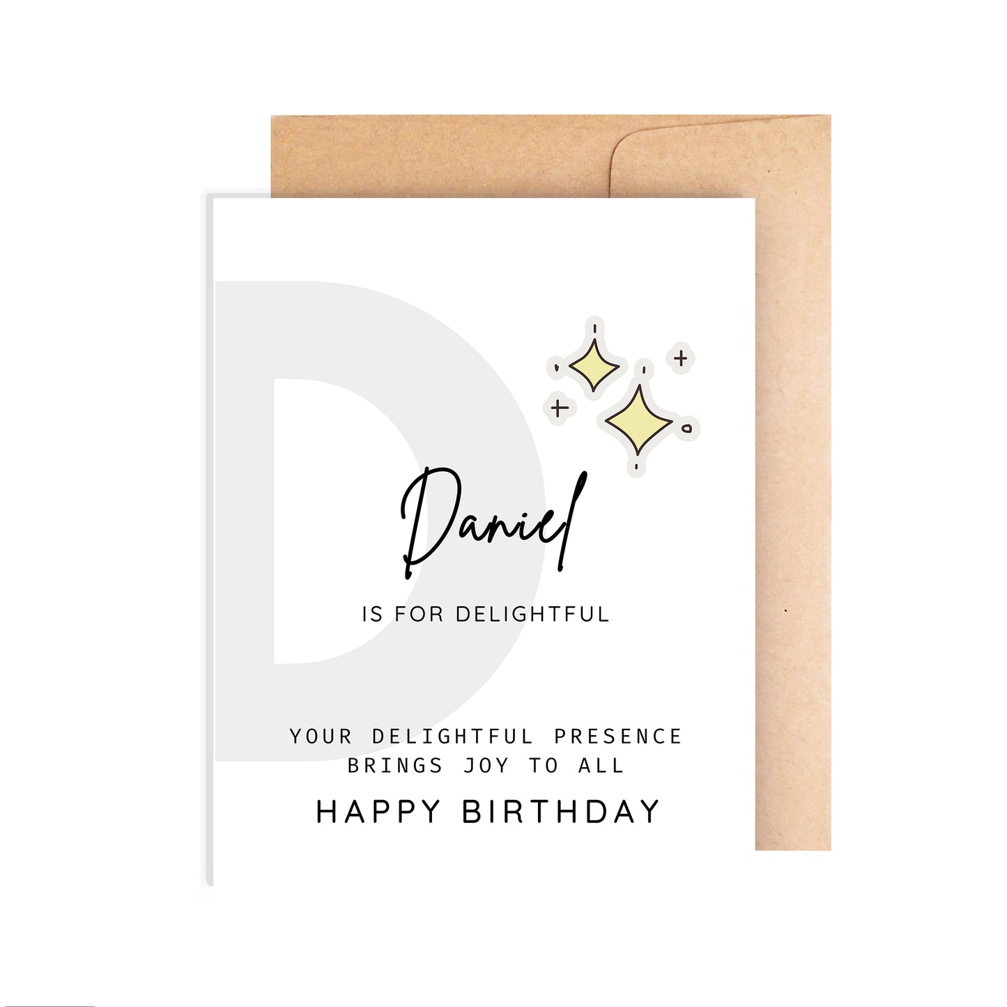 Personalized Birthday Card, Letter D Monogram