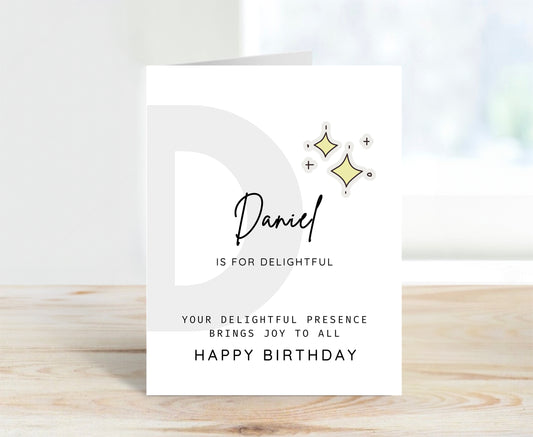 Personalized Birthday Card, Letter D Monogram