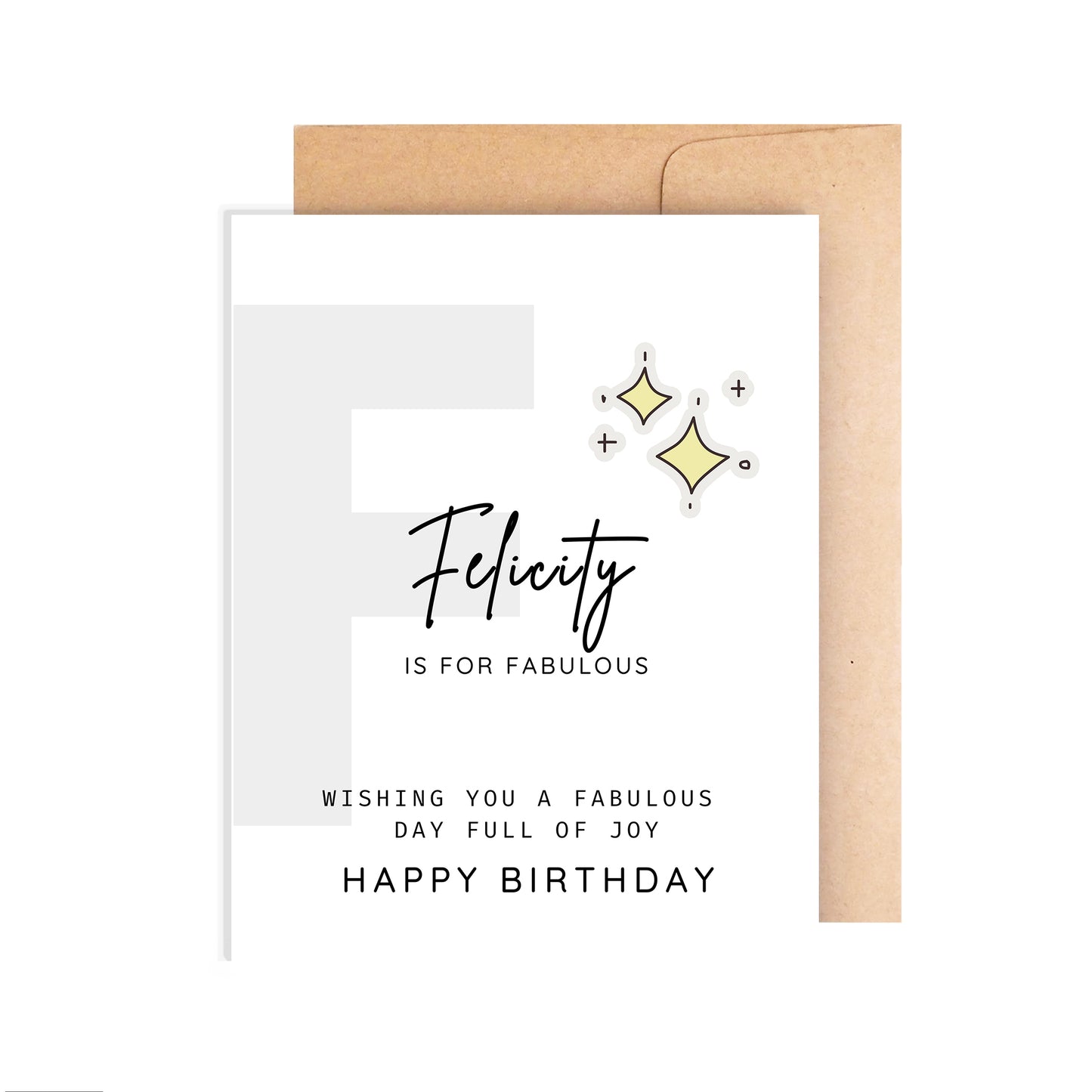 Personalized Birthday Card, Letter F Monogram