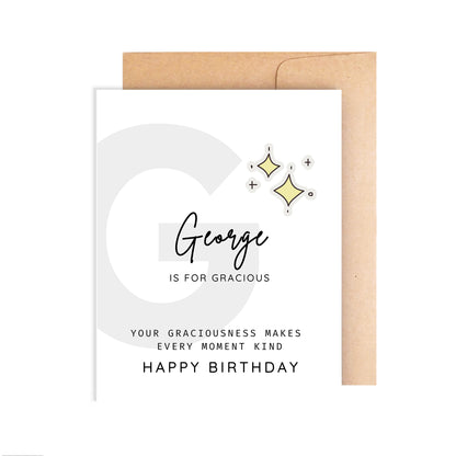 Personalized Birthday Card, Letter G Monogram
