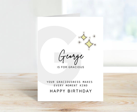 Personalized Birthday Card, Letter G Monogram