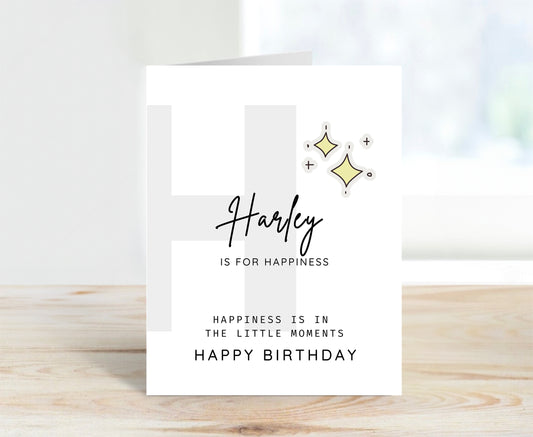 Personalized Birthday Card, Letter H Monogram