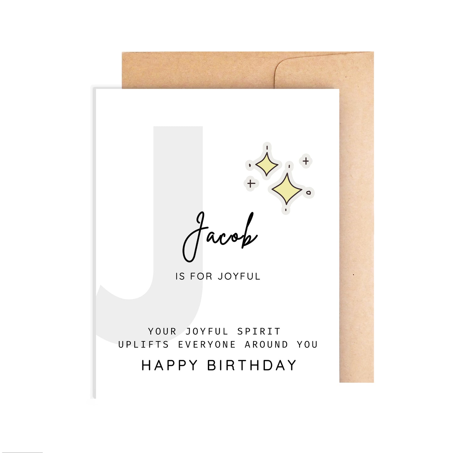 Personalized Birthday Card, Letter J Monogram