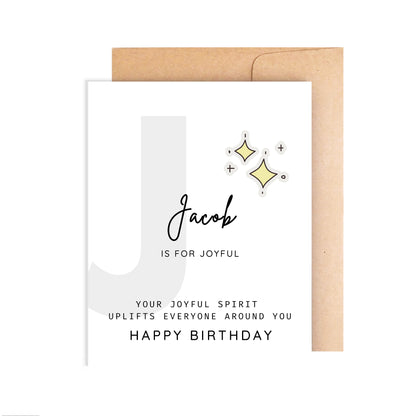 Personalized Birthday Card, Letter J Monogram