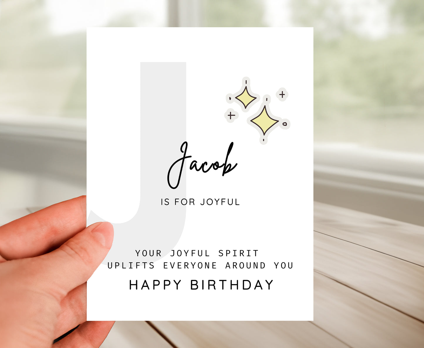 Personalized Birthday Card, Letter J Monogram