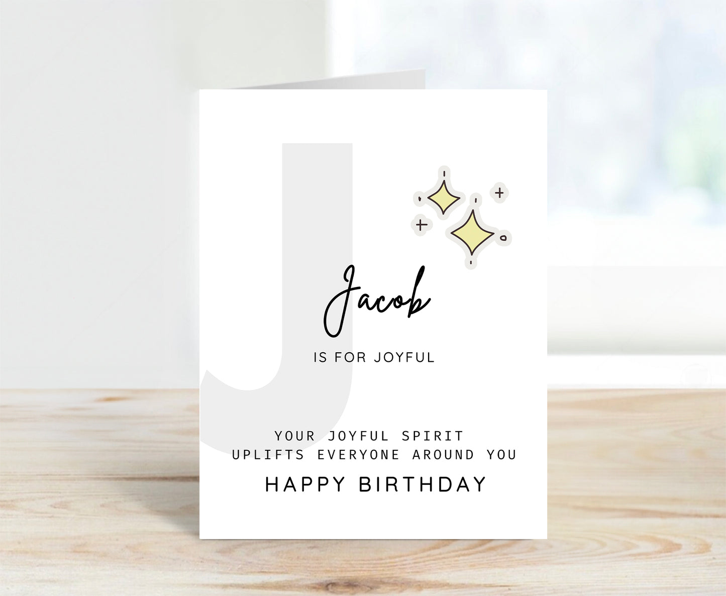 Personalized Birthday Card, Letter J Monogram