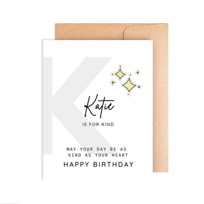 Personalized Birthday Card, Letter K Monogram