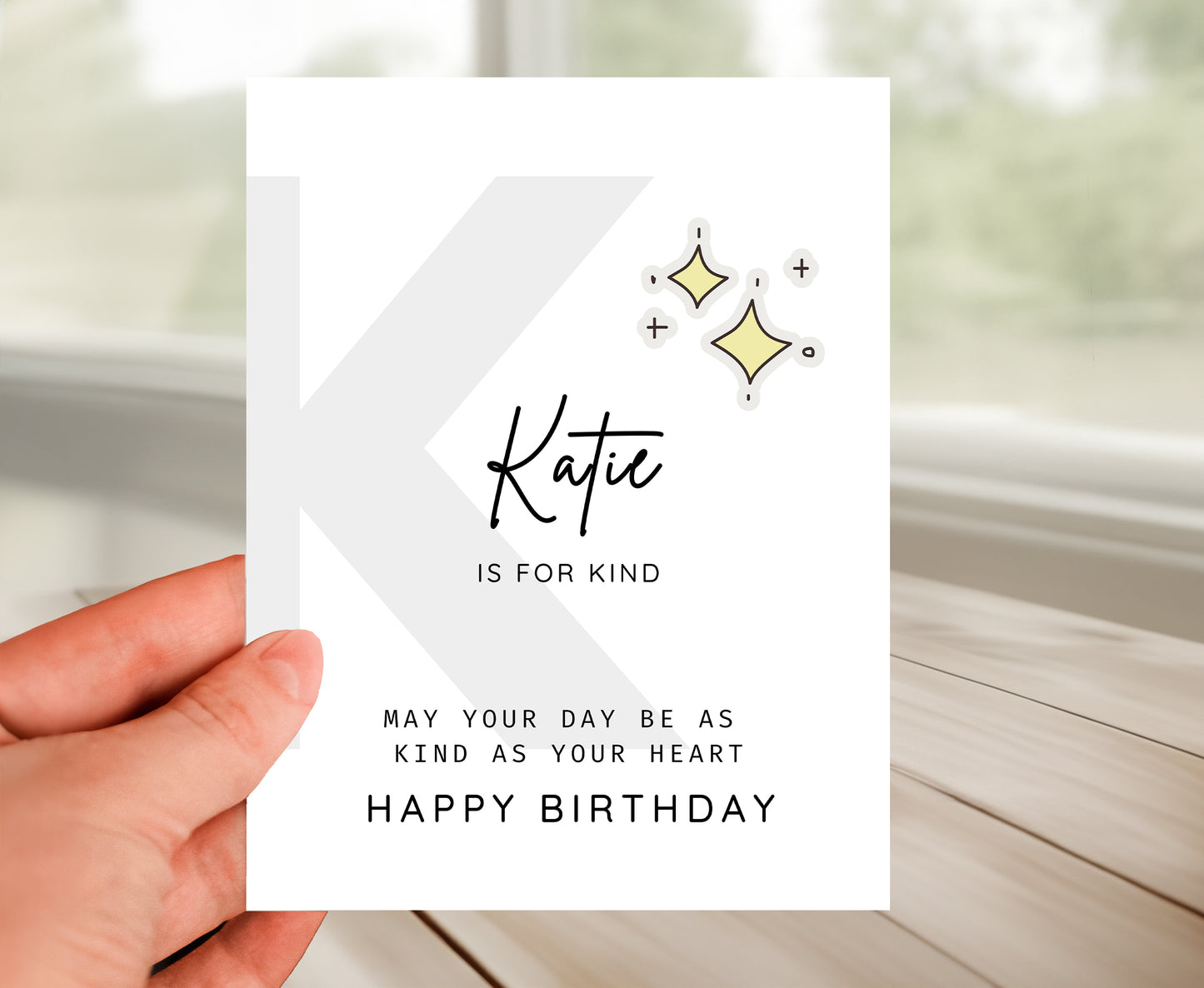 Personalized Birthday Card, Letter K Monogram