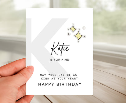 Personalized Birthday Card, Letter K Monogram