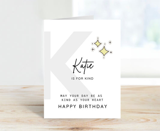 Personalized Birthday Card, Letter K Monogram