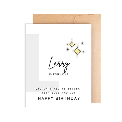 Personalized Birthday Card, Letter L Monogram