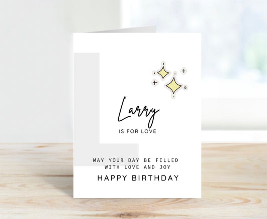 Personalized Birthday Card, Letter L Monogram