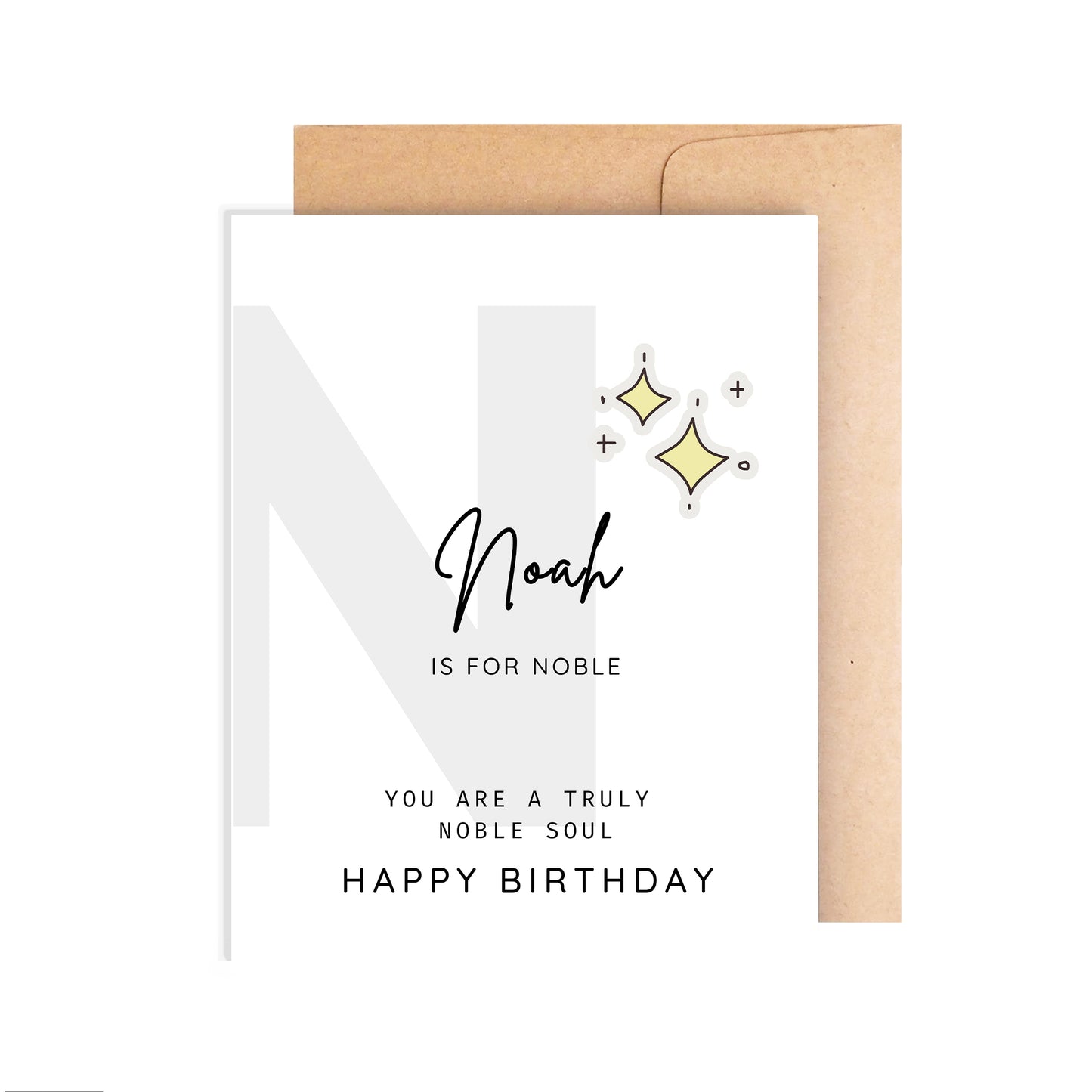 Personalized Birthday Card, Letter N Monogram