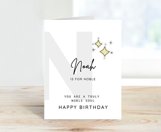 Personalized Birthday Card, Letter N Monogram