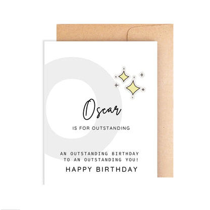 Personalized Birthday Card, Letter O Monogram