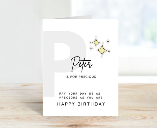 Personalized Birthday Card, Letter P Monogram