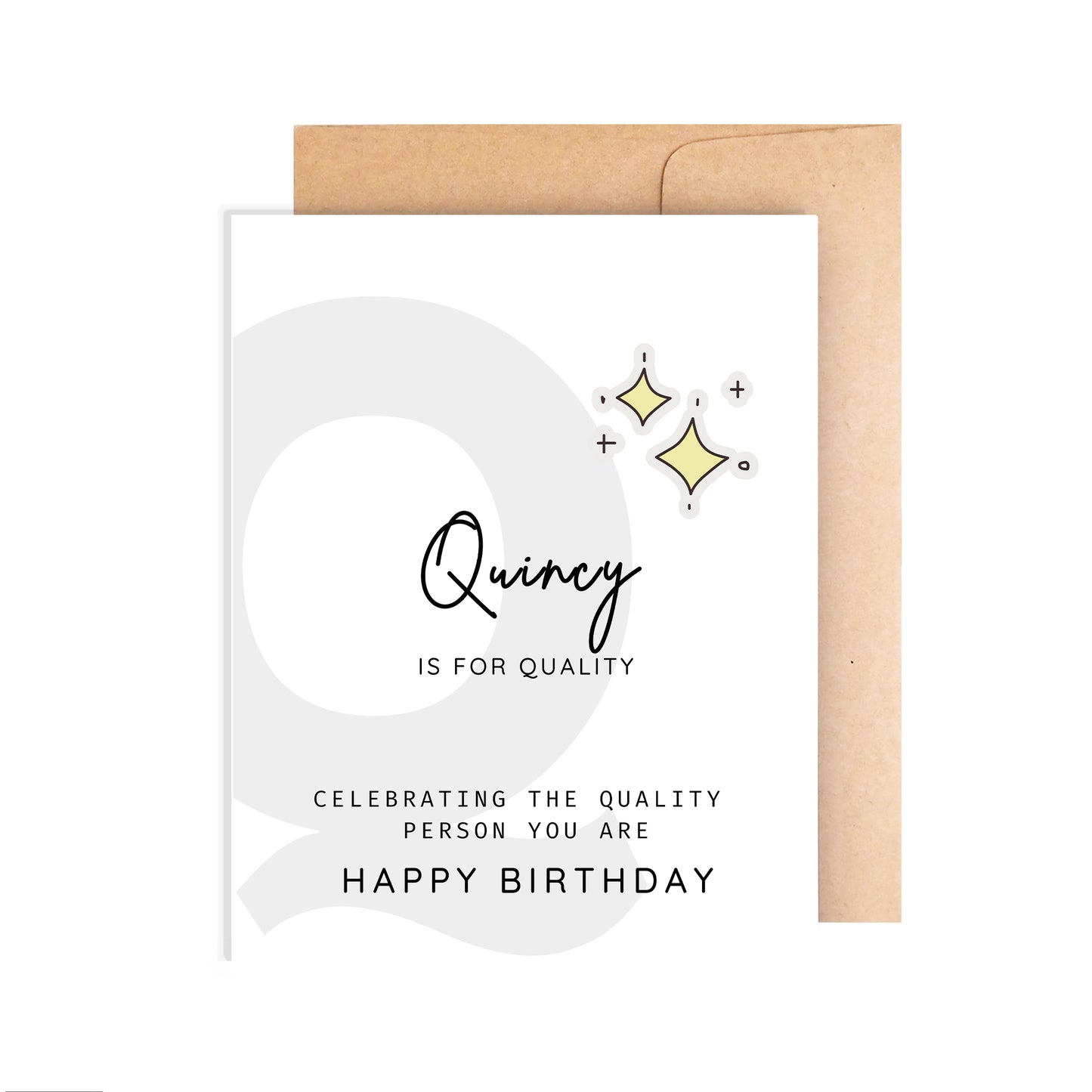 Personalized Birthday Card, Letter Q Monogram
