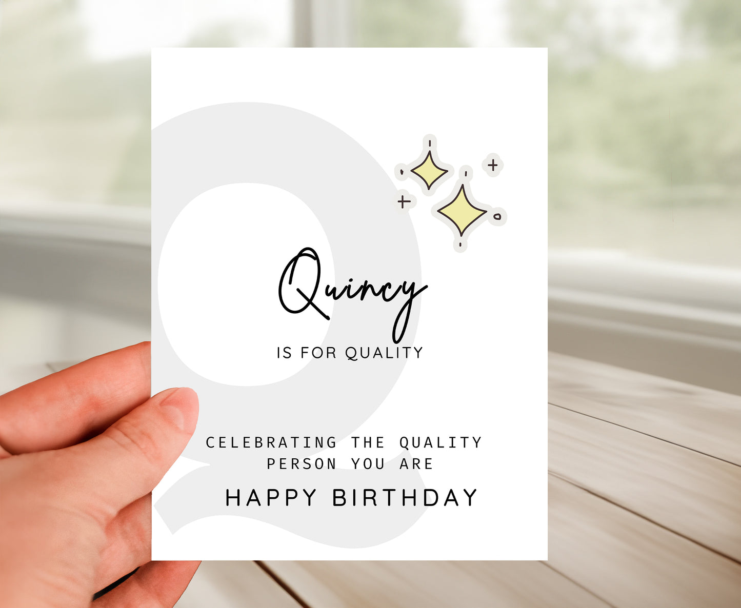 Personalized Birthday Card, Letter Q Monogram