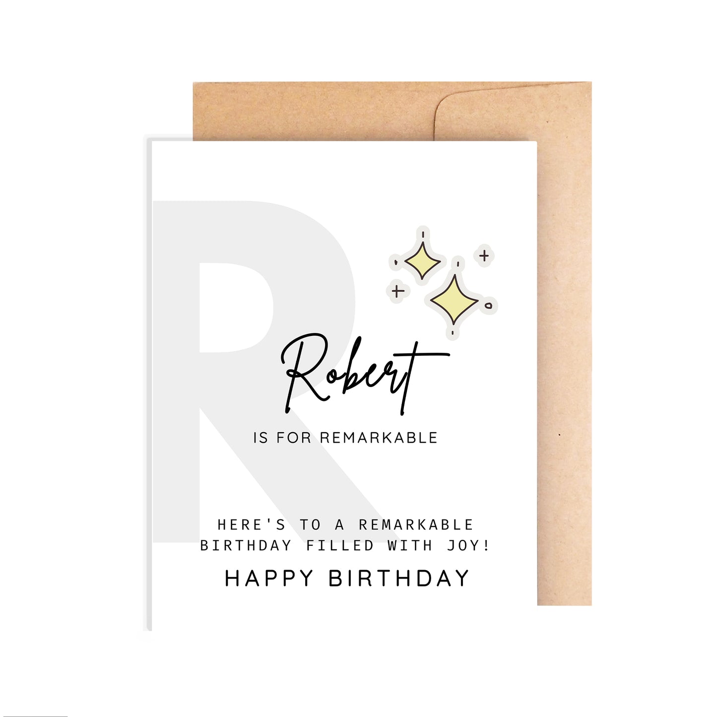 Personalized Birthday Card, Letter R Monogram