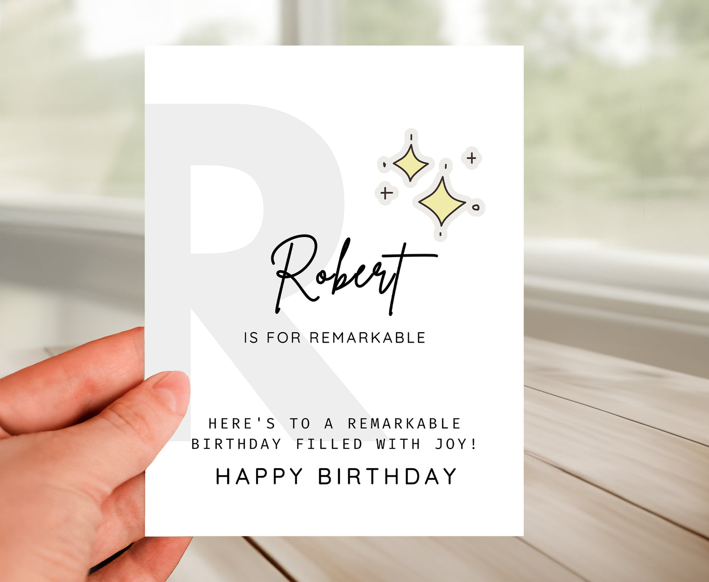 Personalized Birthday Card, Letter R Monogram