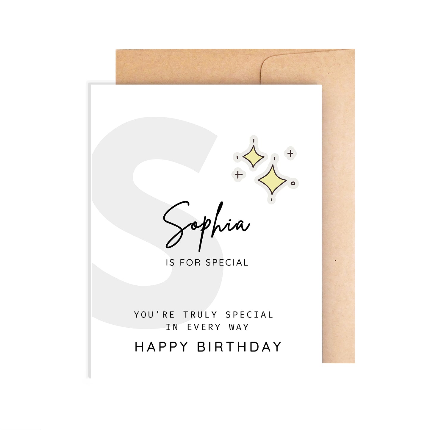 Personalized Birthday Card, Letter S Monogram