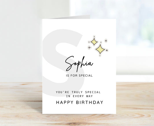Personalized Birthday Card, Letter S Monogram