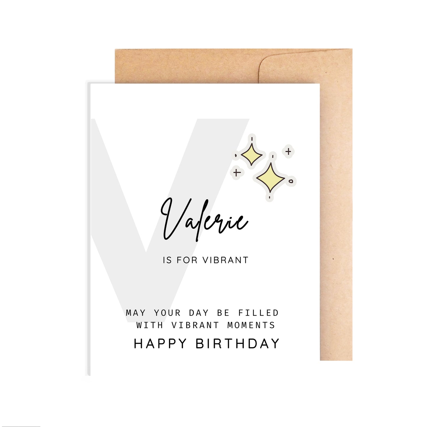 Personalized Birthday Card, Letter V Monogram