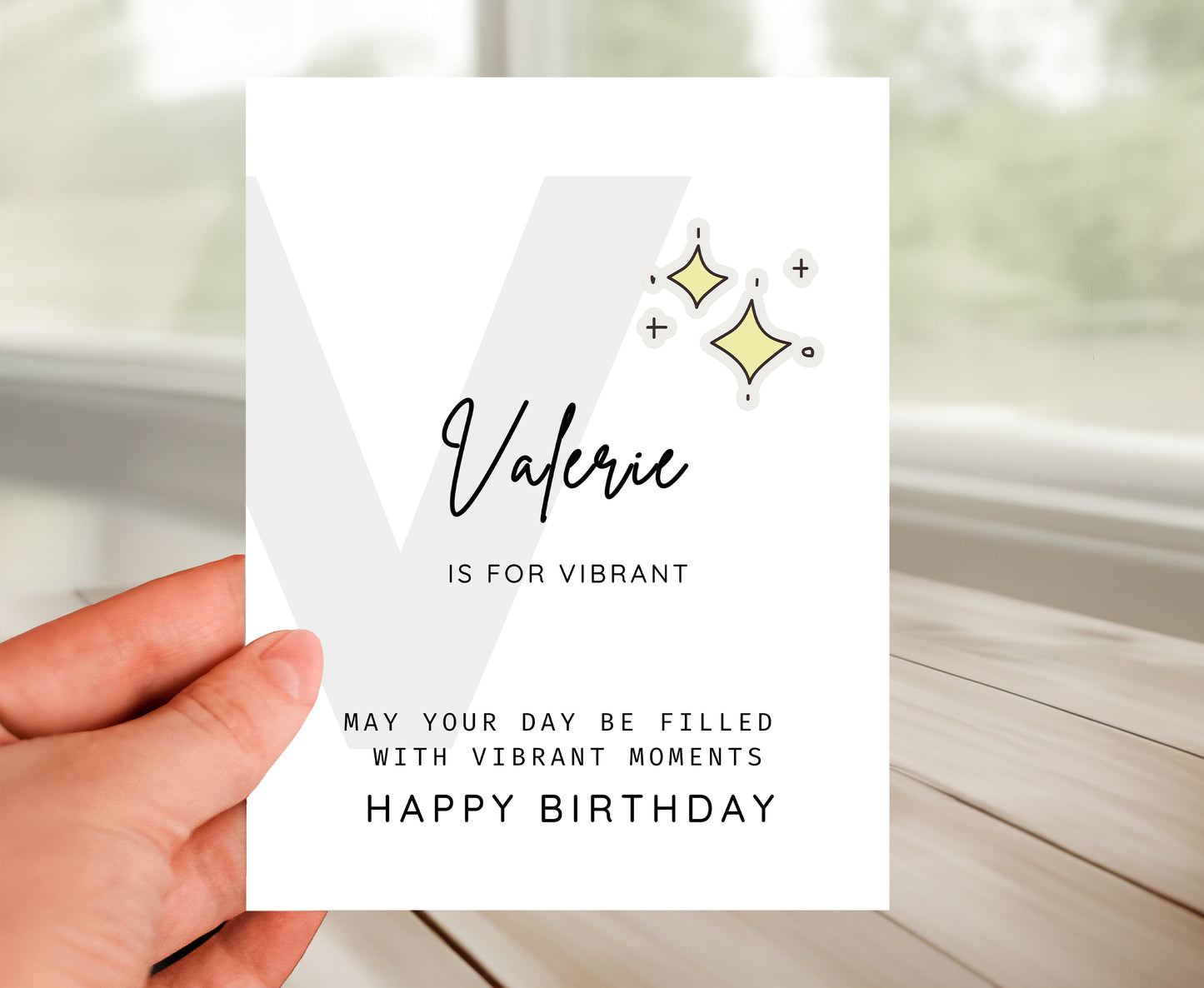 Personalized Birthday Card, Letter V Monogram