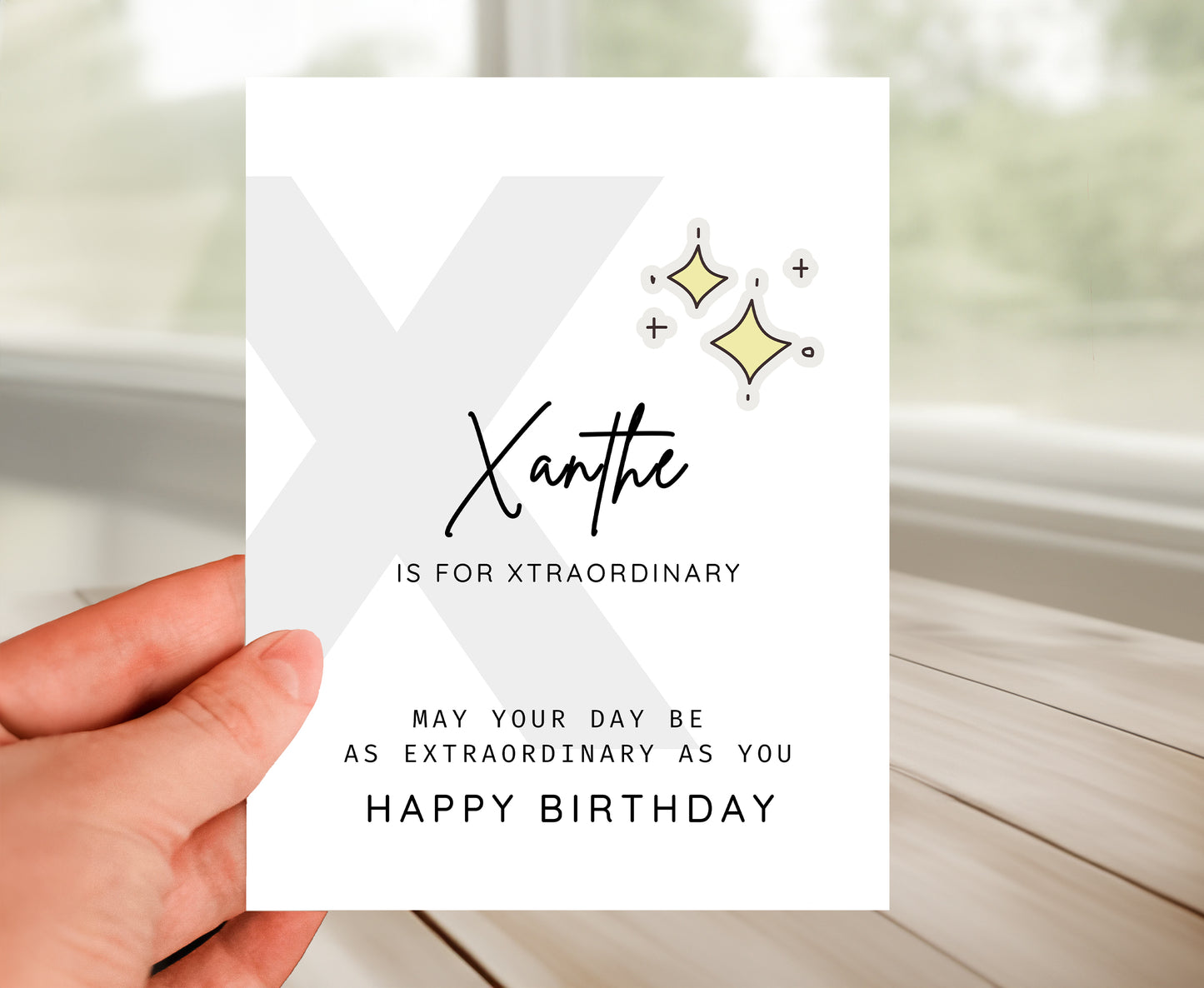 Personalized Birthday Card, Letter X Monogram