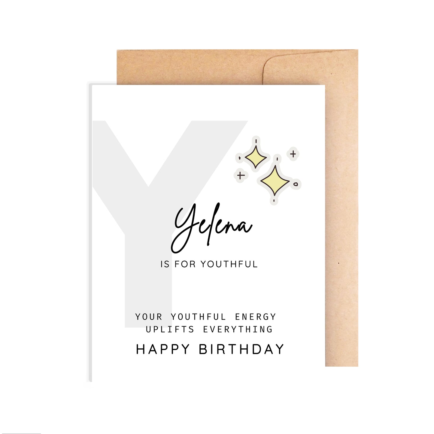 Personalized Birthday Card, Letter Y Monogram