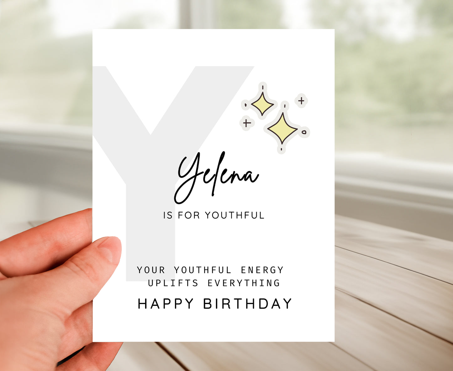 Personalized Birthday Card, Letter Y Monogram