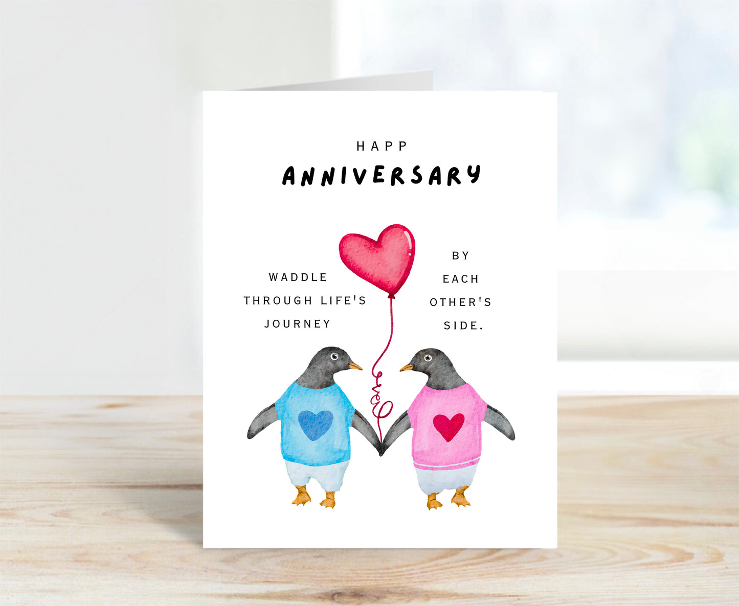 Anniversary Card, Penguin Love