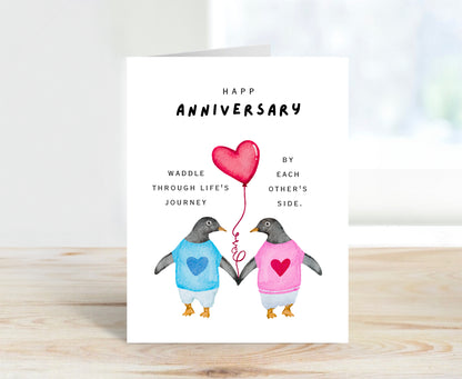 Anniversary Card, Penguin Love