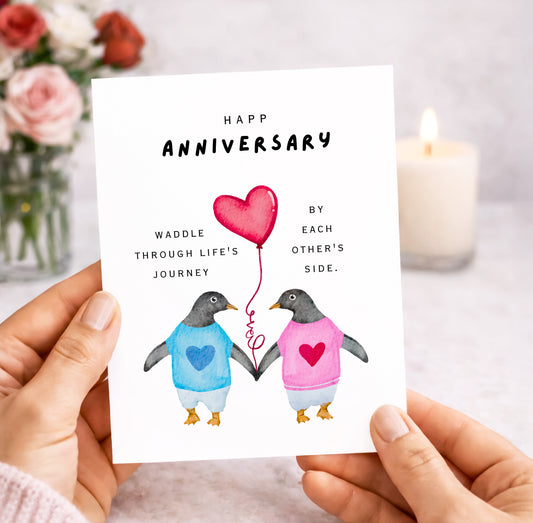 Anniversary Card, Penguin Love