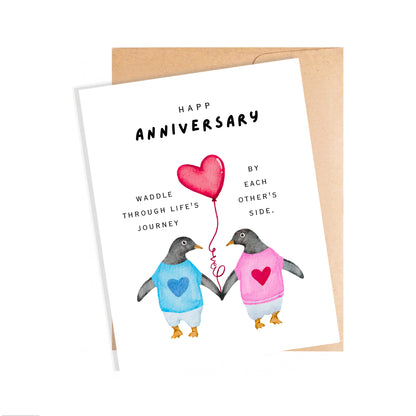 Anniversary Card, Penguin Love