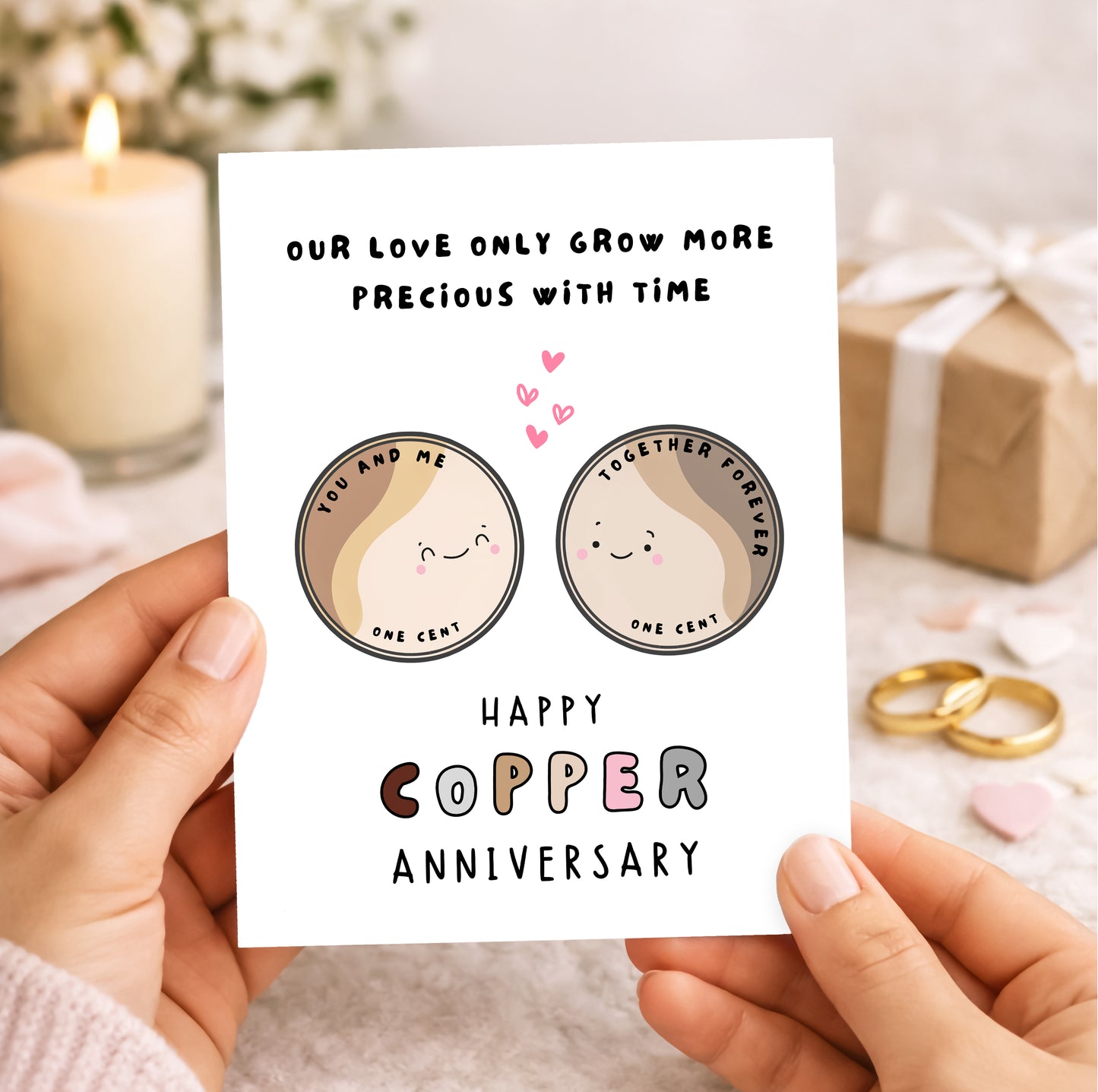 7th Copper Anniversary Card