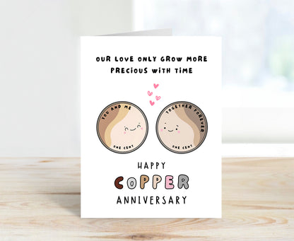 7th Copper Anniversary Card